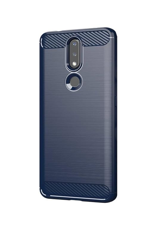 Image of NPRC Hybrid Ultra Slim Protective Case TPU Non-Slip Carbon Fiber Texture Shockproof Case Cover for Nokia 2.4 - Blue