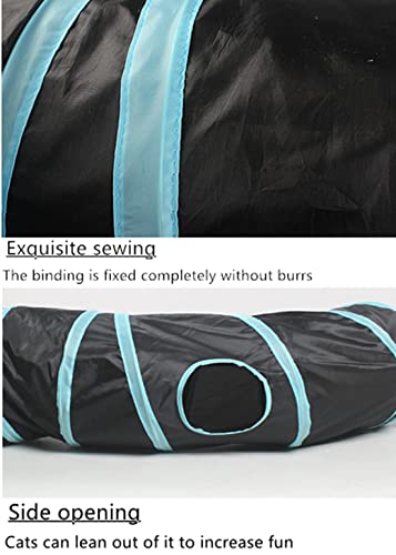 Cat Tunnel,Bunny Tunnel,2 Way Cat Tunnel,Pet Toys,Collapsible Pet Tunnel Tube,Suitable for Indoor and Outdoor (Blue-S) - Image 3