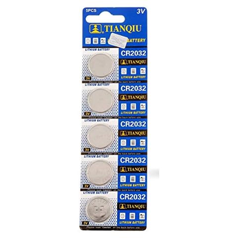 TIANQIU 2032 Battery (CR2032/ DL2032/ E-CR2032/ SB-T51/ LF1/ 2V) Lithium 3v (1 Pack of 5) Cover