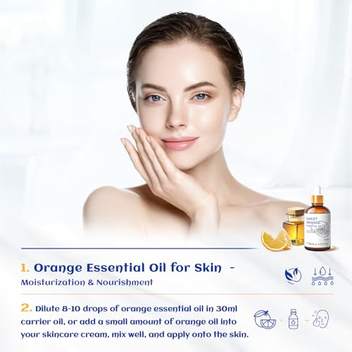 Image of HIQILI 30ML Sweet Orange Essential Oil - Pure and Natural for Diffuser, Skin - 1 Fl Oz