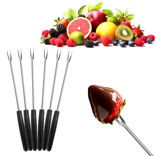 Image of Chocolate Melting Pot Electric Chocolate Fondue Set with 6 Forks | 3-Section Food Trays with 6pcs Dipping Forks Perfect for Chocolate Housewarming Christmas Party Gifts (Black)