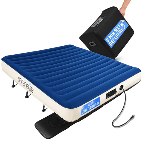 SereneLife (King) EZ Bed Air Mattress with Frame and Rolling Case...