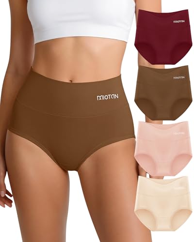 MIOTAN Womens Cotton Underwear Pack High Waisted Tummy Control Top Ladies Panties Postpartum Post Partum Briefs Moisture Wicking Breathable XL Multicolor
