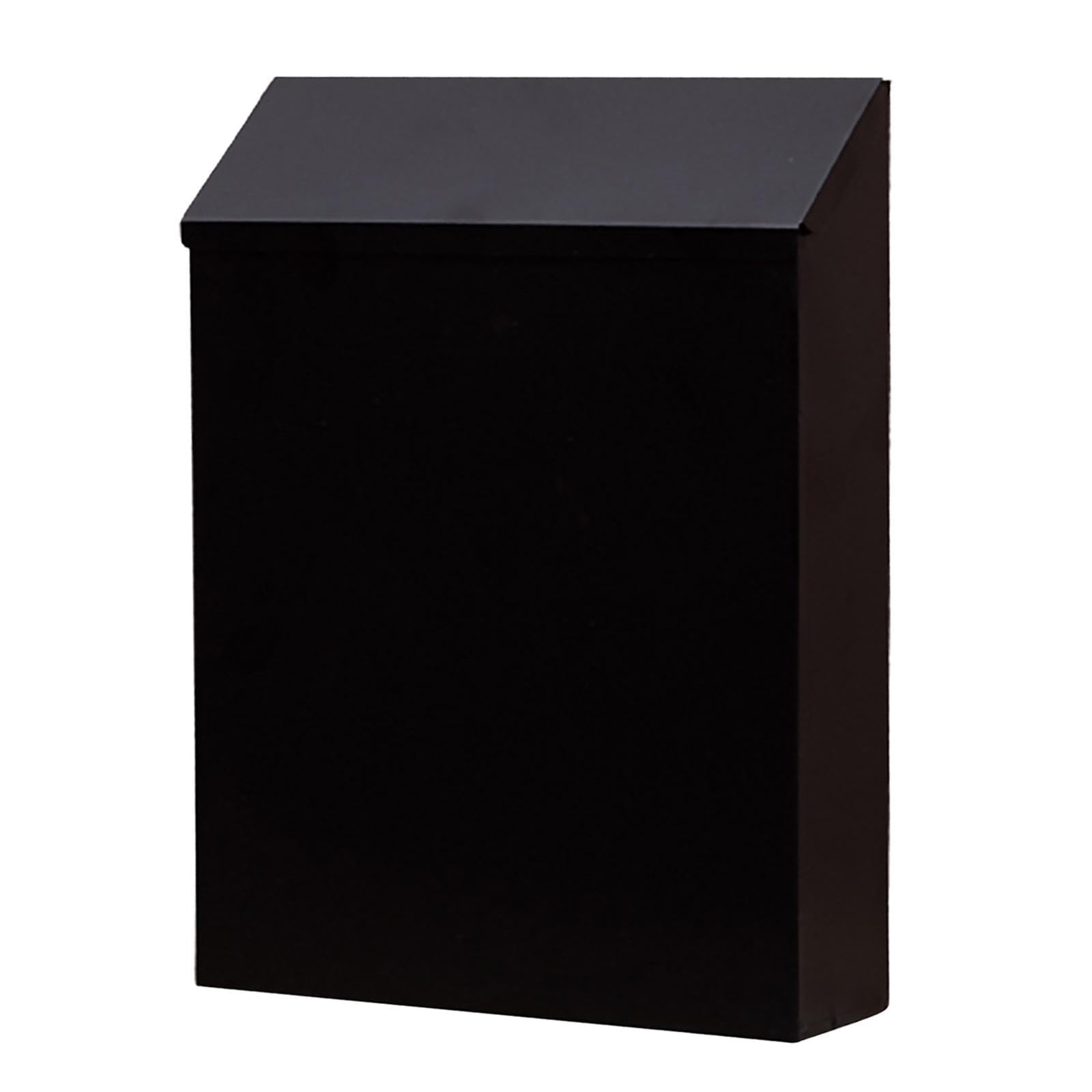 Wall Mounted Mailbox Modern Drop Box with Lock for Outdoor Porch Home Office Black-picture-11