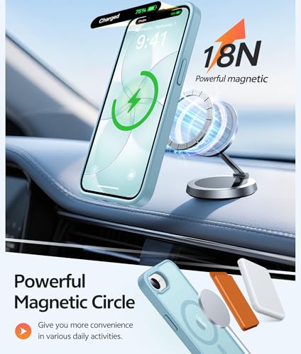 Image of FNTCASE for iPhone 17e Case: iPhone 16e Phone Case [Compatible with Magsafe] Translucent Matte Cases with [Screen Protector] Military Grade Shockproof Protective Phone Cover - Teal
