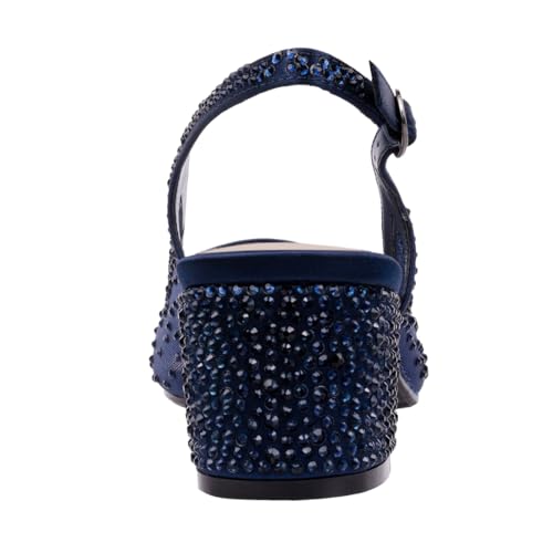 XYD Women's Elegant Rhinestone Pumps Sheer Mesh Slingback Block Low Heels Pointed Toe Slip On Crystal Bridal Wedding Shoes3