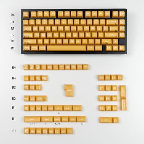 Image of Sumgsn 142 Keys PBT Doubleshot Transluent Keycaps Yellow SA Profile Keycaps Set Fit for 61 /64 /87 /104 /108 Cherry Mx Switches Mechanical Keyboard
