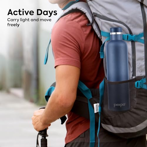 Image of Water Bottle 1 LTR Stainless Steel | Hot and Cold Flask | ISI Certified Steel Bottle | 3 Layer Insulation | Leakproof | for Home, Office, School | 1-Year Warranty | Orio 1000 | Denim Blue