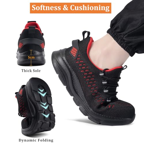 Image of Steel Toe Shoes for Men and Women Comfortable Lightweight Work Safety Shoes Puncture Proof Slip Resistant Indestructible Sneakers Construction Work Utility