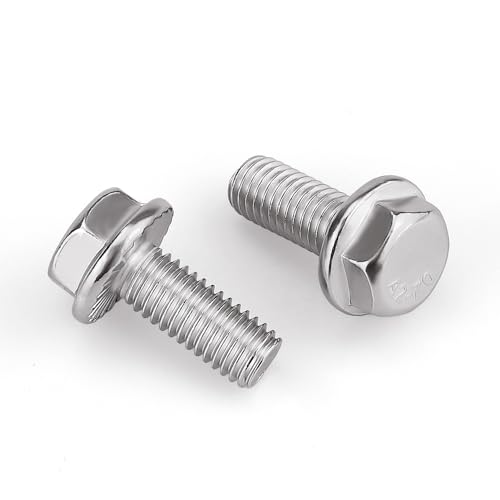 Image of M8-1.25 x 25mm Hex Flange Bolt (1 inch Thread Length), DIN6921, Serrated Locking Flange, 304 Stainless Steel, UNC Full Thread, 15-Pack
