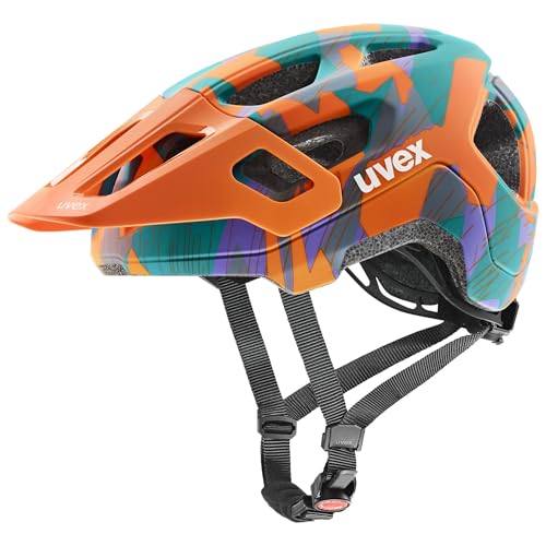 uvex react jr. - leichter Fahrradhelm für Kinder - individuelle Größenanpassung - waschbare Innenausstattung - papaya camo matt - 52-56 cm
