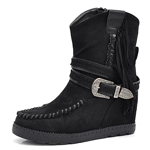 IF Fashion Scarpe Stivali Stivaletti Indianini da Donna Zeppa Interna