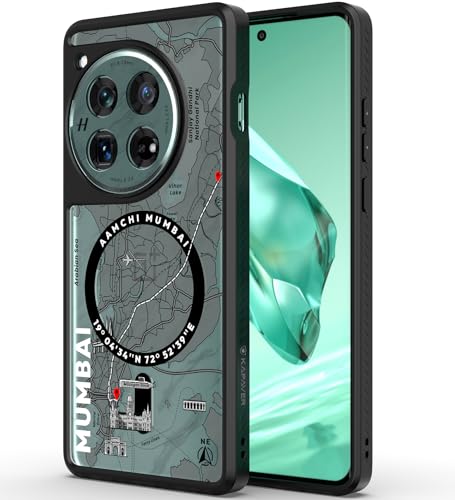 Image of KAPAVER Mag-X Back Cover Case Compatible with OnePlus 12 5G (PC+TPU) (GPS Mumbai), Black