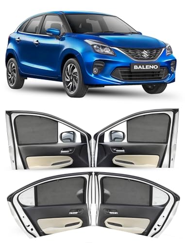 Image of Autofact Car Sunshades for Maruti Baleno (2015 to 2021), UV Protection, Useful Car Accessories, Custom fit Sun Shades for Side Windows, Set of 4