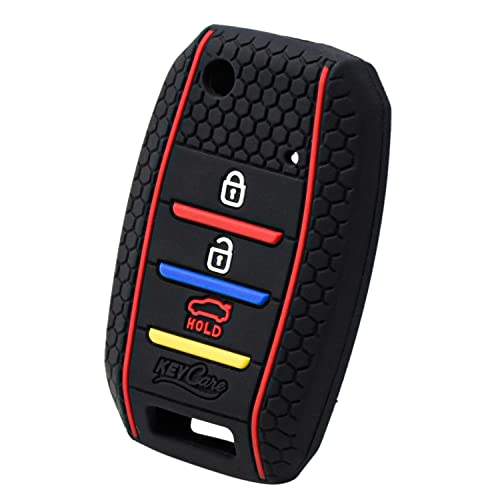 Image of KMH - Soft Silicone Key Cover Compatible for Kia Settos 3 Button Smart Key (Black)