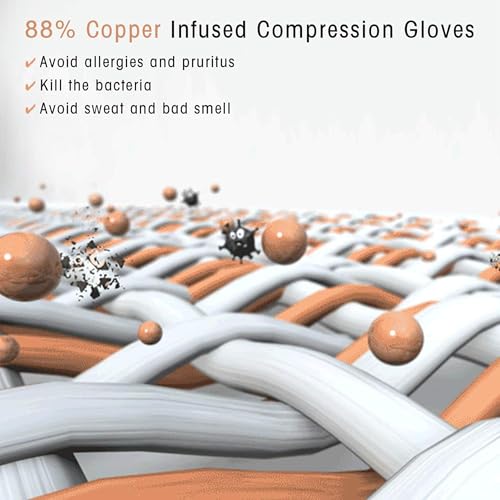 Image of Copper Arthritis Gloves for Women Men, Fingerless Breathable & Moisture Wicking Arthritis Compression Gloves for Relieving Carpal Tunnel Aches, Rheumatoid Pains, Joint Swell Blue-Grey S