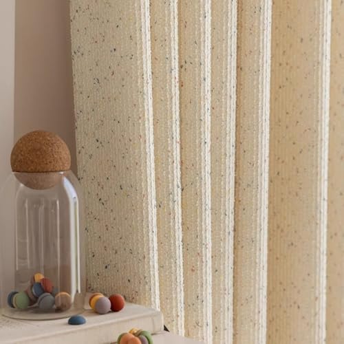 Rideau thermique jacquard beige multicolore isolant chenille grande taille