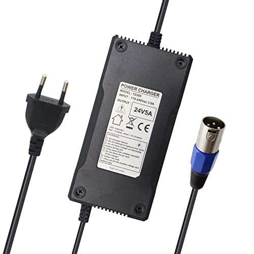 Cargador de 24 V 5 A para baterías de Bicicleta Prophete, Aluminio Rex, City-Star, Aldi, Practicer, Habaumarkt Scooter eléctrico Bicicleta eléctrica para Silla de Ruedas de 3 Pines Conector XLR