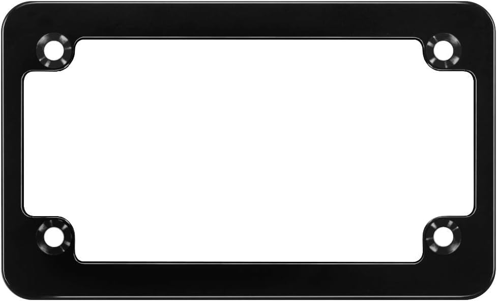 Motorcycle Heavy Duty Billet Aluminum Machined License Plate Frame - Anodized Black