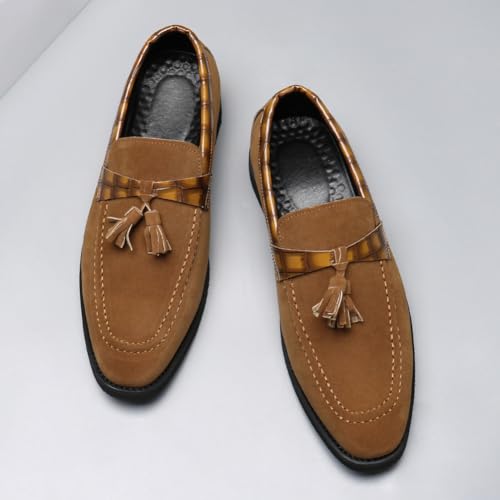Men's Suede PU Loafers with Tassels – Slip-On Business Dress Shoes for Weddings, Office, Parties & Daily Wear2