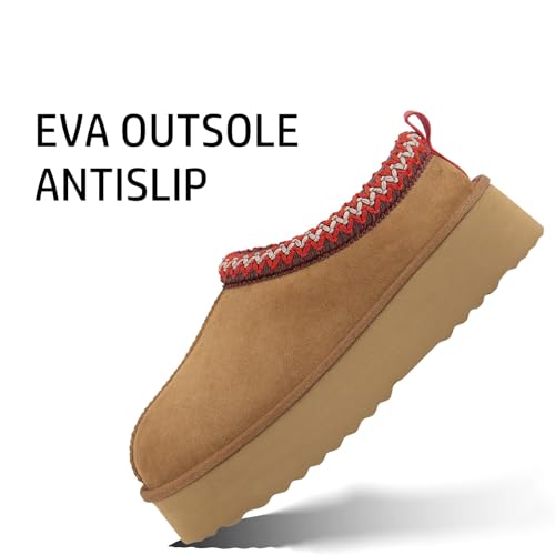 Platform Slippers for Women Mini Boots Genuine Suede Genuine Fur Ankle Snow Boots Braided Indoor Outdoor Slip On Mules3