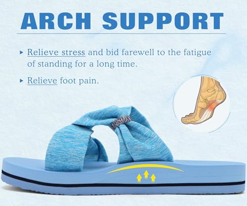 Image of KuaiLu Womens Dressy Bow Sandals Arch Support Yoga Foam Cushion Comfortable Walking Slides Open Toe Summer Beach Indoor Outdoor Slippers