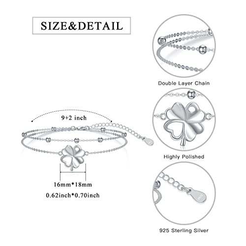 Dorunmo Clover Anklet For Women 925 Sterling Silver Layered Anklets 4 Leaf Summer Jewelry Dainty Beach Irish Foot Chain Anklet Hawaii Gifts For Girl (With Gift Box) #TOP1