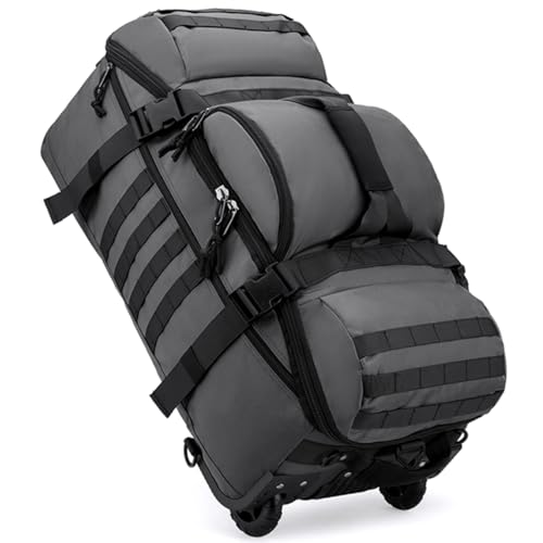 Boniffyy Bolsa De Viaje con Ruedas 80L Plegable Grande Bolsa Mochila Deportiva Impermeable Blanda Deportes Maleta con Compartimento Correas para Gimnasio Camping Y Almacenaje (Gris)