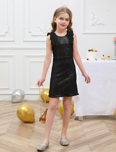 Girls Sequin Dress Formal Party Pageant Dress Sparkle Birthday Dresses for Tween Size 5-14Y2