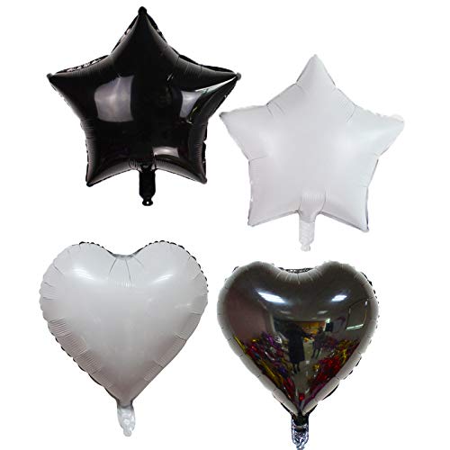 Balon foliowy w kształcie serca balony w kształcie gwiazdy na urodziny ślub dekoracje halloweenowe, 45 cm, 8 sztuk (czarny/biały)