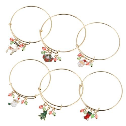 SOIMISS 6pezzi Bracciale Natalizio in Metallo Design Forma Di Stivale Invernale Pupazzo Di Neve Albero Di Natale e Ciondolo Regalo Placcatura in Oro Elegante