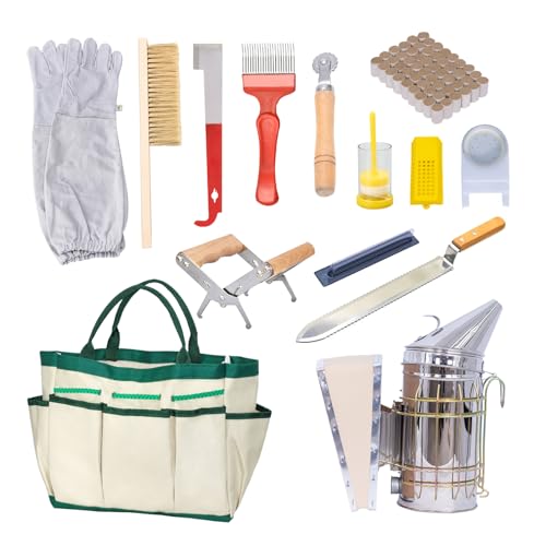 MayBee 14 Pcs Beekeeping Tools with Bee Smoker, Beekeeping Supplies Bee Hives Starter Kit for Beginners and Professional Beekeeper, Durable, Bee Keeping Supplies-All