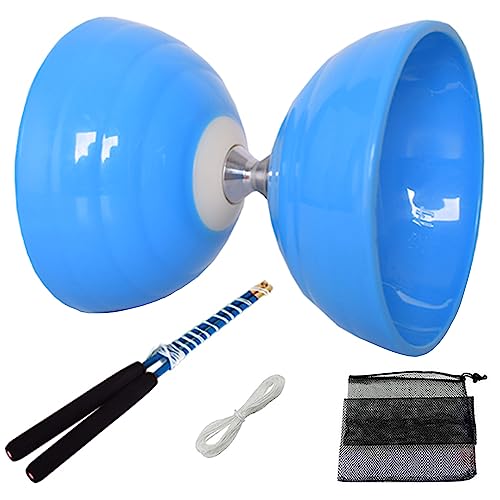 Erencook Chinese yoyo Diabolo Set- Triple Bearings Diabolo Chinese Yo-yos Juggling Toys Colorful Diabolo with Diablo Sticks, Diabolo String&Net Bag (Blue)
