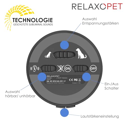 RelaxoPet® Easy, Tierentspannungs-Trainer, Beruhigung für alle Hunde, hochfrequente Klangwelten zur Entspannung, TÜV Zertifiziert. Bekannt aus 'Die Höhle der Löwen', Akkufrei