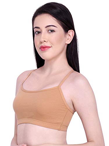 Image of INKURV Slip on Beginner's Bra for Girls, Non Padded, Non Wired, No Hooks with Double Layered Fabric, Adjustable Straps, Wirefree Sports Bra- Lisa Combo of 3