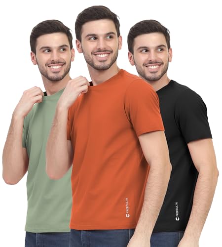 Image of Freecultr Truly Classic Organic Men's Cotton T-Shirt | Solid Round Neck Half Sleeve | Plain Stylish t Shirts | Regular Fit | Casual Comfortable T Shirt for Man