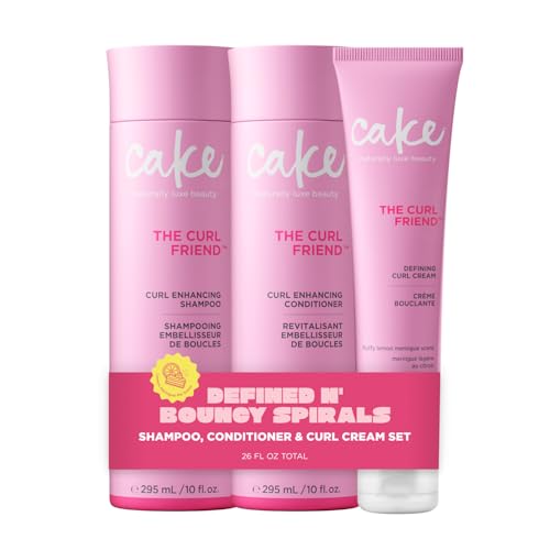 Cake Beauty Curl Friend Curl Defining Shampoo, Conditioner & Cream Set - Avocado & Argan Oil Curly...
