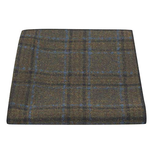 Olive Green & Brown Check Pocket Square, Tweed, Tartan, Plaid