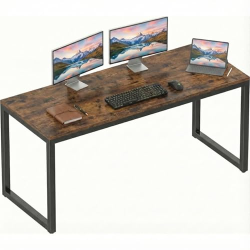 Image of TEKAVO Radix Desk Computer Table for Home Pc | Office Table for Home | Workstation, Desktop Pc Desk, Gaming, Worktable | Dark Brown Wood, Metal (120 Cm X 60 Cm X 75 Cm) - DIY