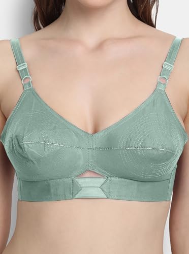 Image of VSTAR Queen U Black CLR Soft Cotton Bra for Women | Wirefree, Single Layered Seamed Cups | Adjustable Straps | Comfy Non Padded Bra 32 | Cool Grey