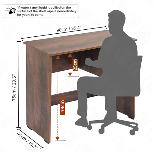 Image of ABOUT SPACE Study Table with Drawer & Bottom Storage -Computer Table for Laptop, Desktop, PC, Working, Drawing, Engineering Wood Office Desk for Home (Walnut -L 90 x B 40 x H 75cm)
