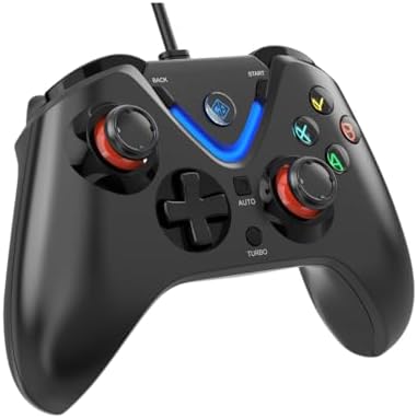 Cosmic Byte ARES Wired Controller for PC, Hall Effect Joystick & Triggers, Dual Vibration, Backit ABXY Buttons, Turbo, Auto Turbo (Black)