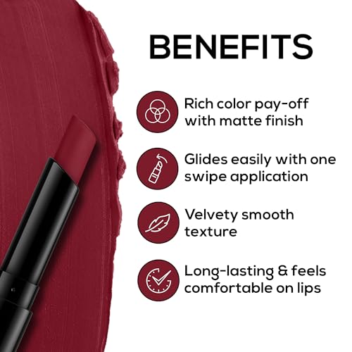 Image of RENEE Very Matte Lipstick - Cranberry Crush, Intense Color Pay Off, Full Coverage, Long Lasting & Weightless, Easy Glide Formula With Velvety Finish, Suitable for All Occasion, Ideal For Gifting