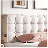 CQXMJT Wall Mounted Upholstered Headboard Full Size with Peel and Stick Headboards White Boho Washable Bed for Dorm Room Bed Frame Cover Removable Headboard Cushion Head Board Bedroom Decor