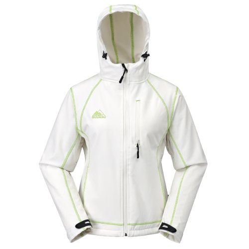 Cox Swain Women Soft Shell Jacket Luyu - 10.000mm Waterproof - 2.000mm Breathable, Colour: White/Green, Size: XL