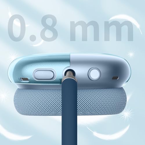 Image of Fintie Case Cover for AirPods Max Headphones, Soft TPU Clear Anti-Scratch Protective Cover, Transparent AirPods Max Headphones Accessories Skin Protector (Clear Blue)
