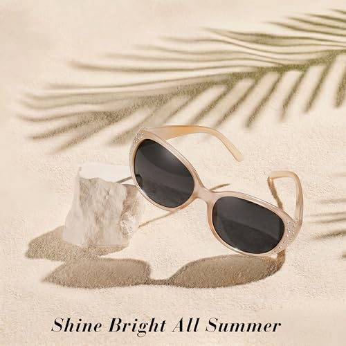 Image of LVIOE Polarized Sunglasses for Women Rhinestone Design Wrap Around Shades