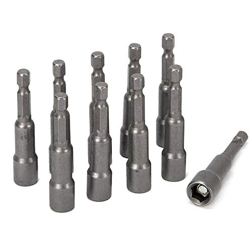 Mesee 10 Pcs Power Nut Driver Set, 1/4 Inch Hex Shank Magnetic Extension Socket Wrench Screw Drill Bit Holder Quick Change Adapter Bolt Drivers Repairing Tool Kit - 65Mm Length #TOP27