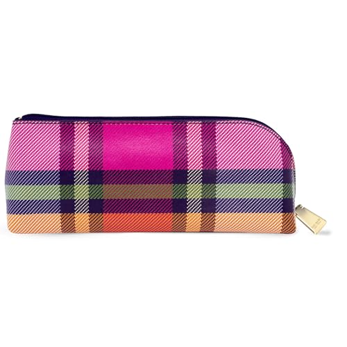 Image of kate spade new york Pen and Pencil Case with Office Supplies, Zip Pouch Includes 2 Pencils, Sharpener, Eraser, and Ruler, Grand Plaid Duo