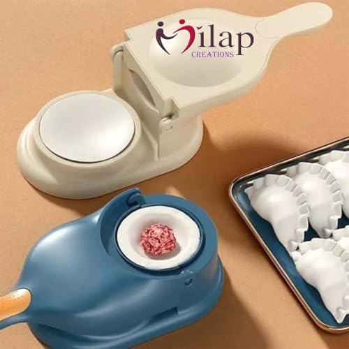 Image of Plastic 2-in-1 Dumpling Maker & Skin Press Mould, Ghughra, Gujiya, Momos Maker Kitchen Tool, Puri Dumpling Wrapper Press Machine for Kitchen (Multicolor Pack 1)